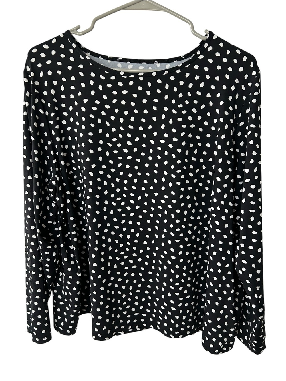 Lands' End Black & White Polka Dot Rash guard /Swim Top UPF 50 Size 1X